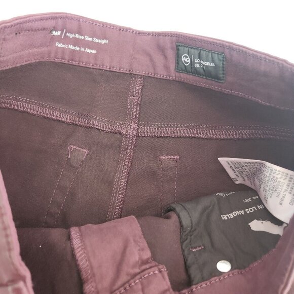 AG Adriano Goldschmied Mari Leatherette Mid-Rise Slim Straight 28 Maroon (28x29) - Picture 7 of 16